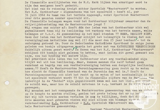 1964 - brief bestuur aan Westervoortse gemeenschap