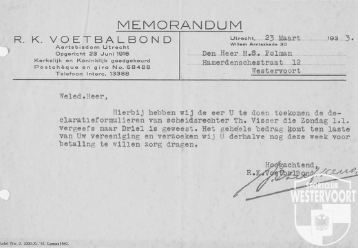 1933 - RK Voetbalbond